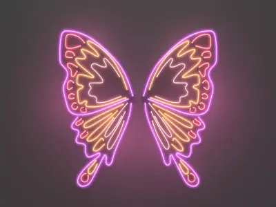 Butterfly Wings 2 - Neon Sign 3D model