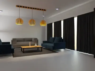 Luxury Living Room  Low-poly 3D model