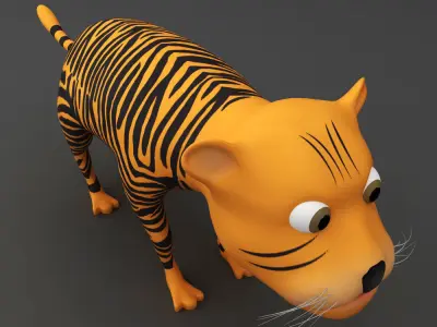 Tiger rigged toon 3d model  Low-poly 3D model
