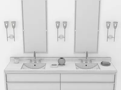 BEZIER DOUBLE EXTRA-WIDE FLOATING VANITY 3D model