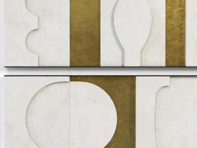 Art Wall Sculpture Panels Modernist Frieze Triptych 3D model