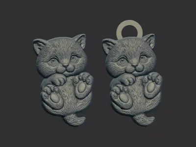 cute cat keychain cnc model 3D print model