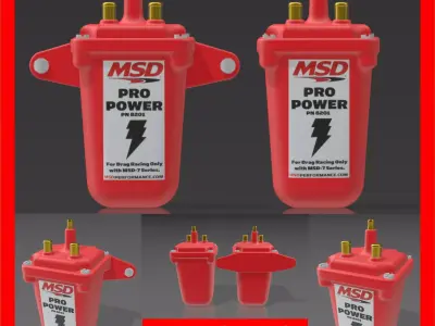 MSD ignition coil for scale autos with decal file 3D print model