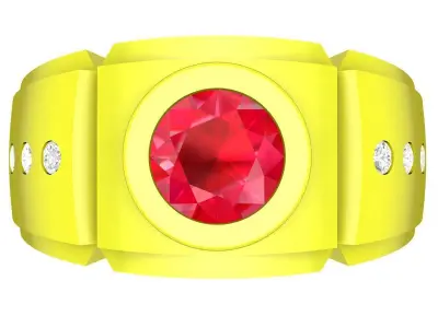 Bold Round Stone Mens Ring  5071 3D print model