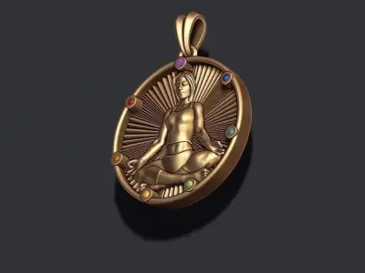 Yoga pendant with gems 3D print model