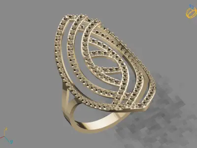 Vintage Womens Diamond Ring Women Rings 3dmodels 3D print model 3D print model 13