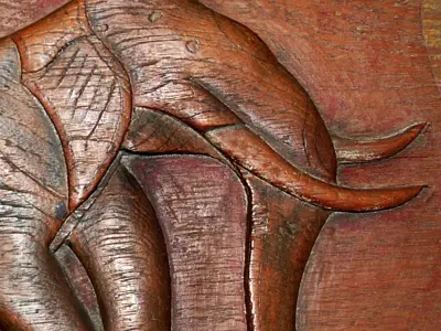 Antique Indian Elephant Relief Panel 2 3D model