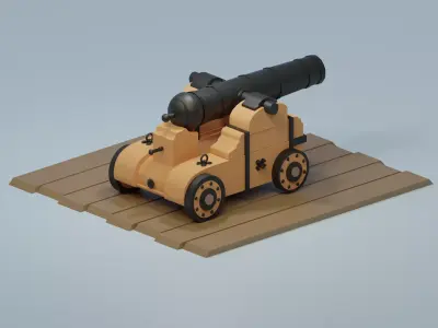 3D Cannon model Vehicle Low-poly 3D model