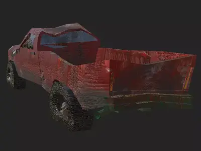 Wrecked Pickup Truck Dirty and Bloody Version Low-poly 3D model