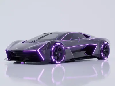 Futuristic Hypercars 004 Game-Ready and 3D Print Solid Mesh Low-poly 3D model