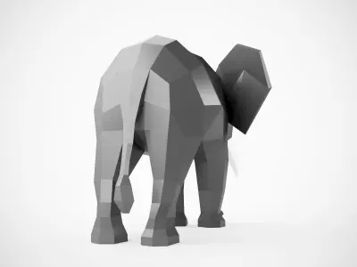 Low Poly Elephant with tusks Low-poly 3D model purchase