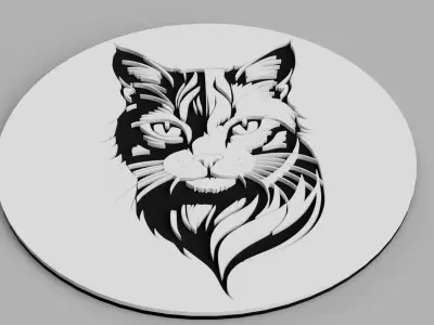 Cat Head another 2 Coasters Free 3D print model