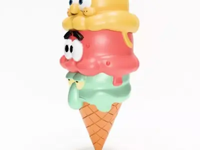 SpongeBob SquarePants Patrick and Squidward Ice Cream toy 3D print model