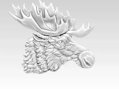 Detailed Moose  relief 3D print model