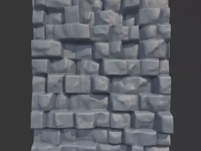Grit Covered Stone Wall Module 3D model