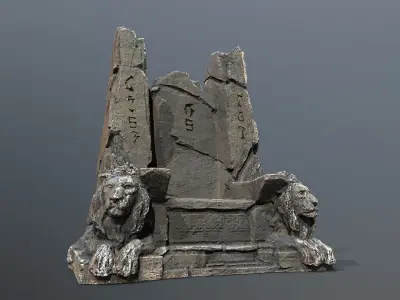 Lion Stone Throne Low-poly 3D model