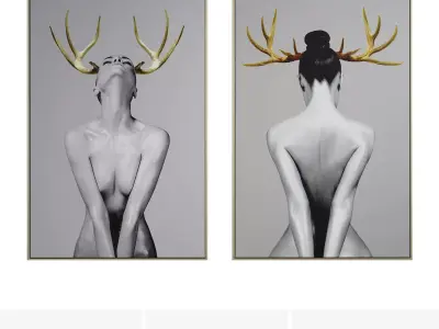 Girl With Gold Horn Set Of 2 3D model