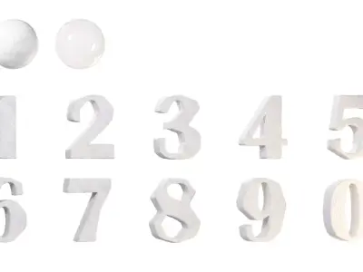 Set of numbers made of snow and ice 3D model