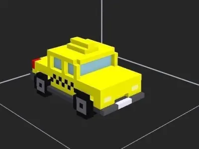 White black and blue car and taxi 3D model