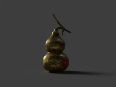  Chinese grid gold gourd figure  Low-poly 3D model