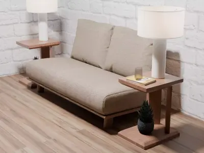 Basic Wood Sofa Side Table Free low-poly 3D model