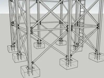 observation tower steel building 3D model