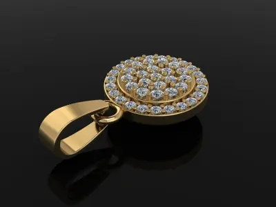 DAINTY ROUND HALO DIAMOND CLUSTER PENDANT 3D print model