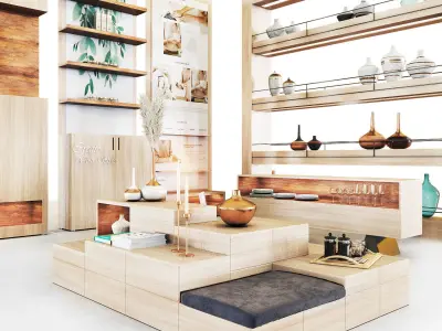 Mall -wooden set01 3D model