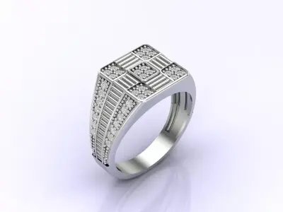 Print Ready STL 3DM  Gents Rings Diamond Men Ring  3D print model 65