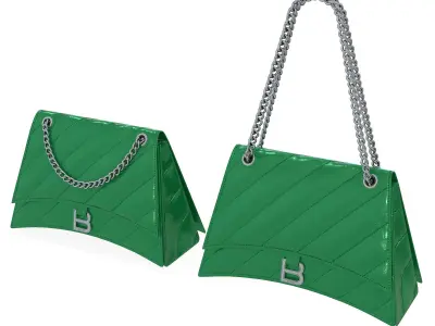 Balenciaga Crush Medium Chain Bag Quilted Green Low-poly 3D model