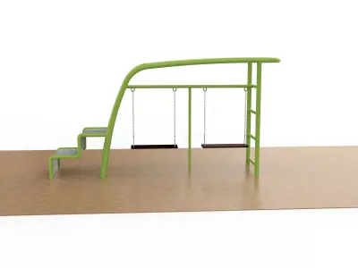 Multifunctional outdoor fitness equipment Low-poly 3D model