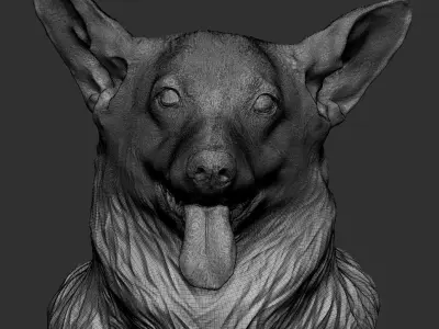 Corgi dog sitting 02 Low-poly 3D model