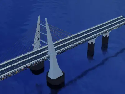 Modern Bridge - Cable stayed type  3D model
