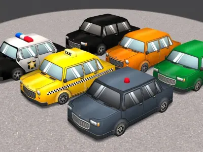 Cartoon Cars pack 2 Low-poly 3D model