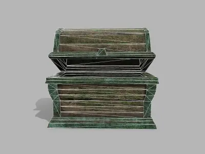 Chest wooden Low-poly 3D model