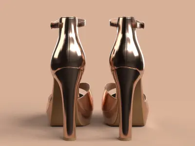 Unbranded Sandal 04 Women Platform Sandal Rose Gold Low-poly 3D model