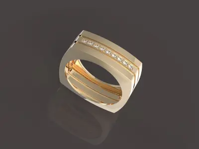 9 stones male ring 3D print model
