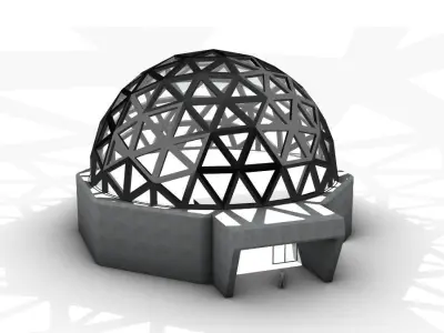 Geodesic Dome with Door Opening and enclosure Panels 3D model
