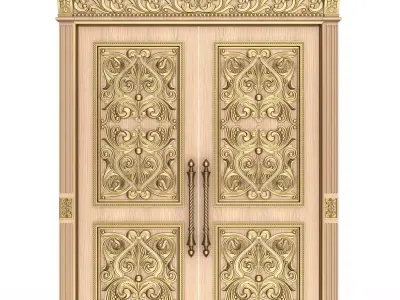 Carved Door Classic 01001 Wood Low-poly 3D model
