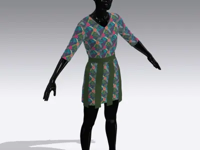 Female Cloth Dress Low-poly 3D model