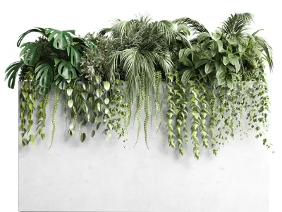 Concrete box plants on stand set indoor concrete dirt vase 3D model