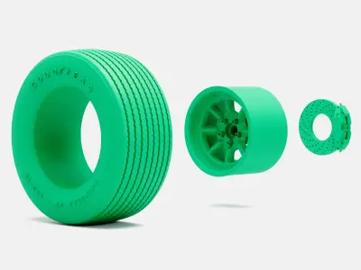 15x10 Minilite Wheel Goodyear Polyglas L60-15 Tire 3D print model