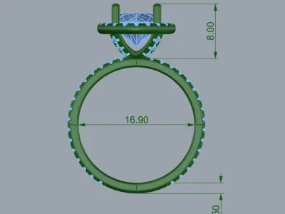 Round Halo Diamond Ring 3D print model