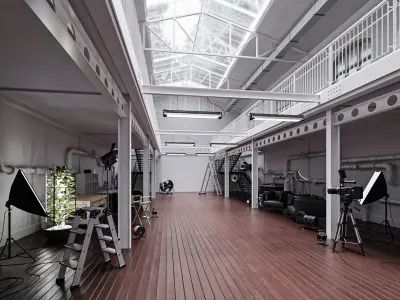 Hangar Building with STUDIO SET Low-poly 3D model