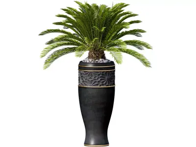 Decorative Palm Tree in oriental  Arabic garden vase urn 3D model