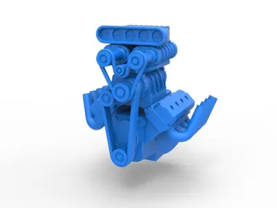 Engine V8 with triple supercharger Version 2 Scale 1 to 25 3D print model