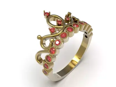 Crown Design jewelry stl 3d cad ring model jr00306 3D print model