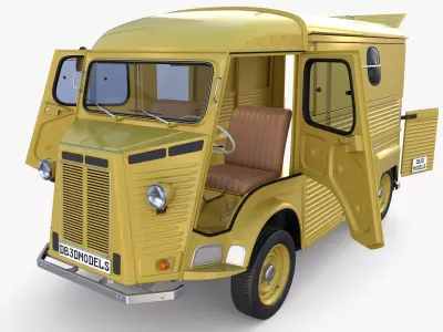 Generic 40s Van with interior 3D model