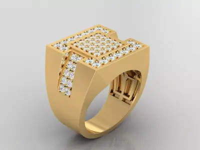 Ring M33 Mens luxury ring with gem 3D print model