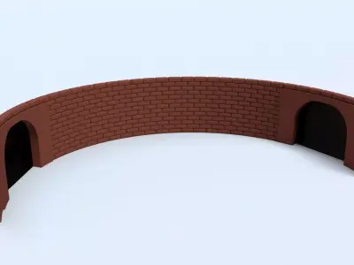 Cartoon Brick wall with Tunnels Low-poly 3D model